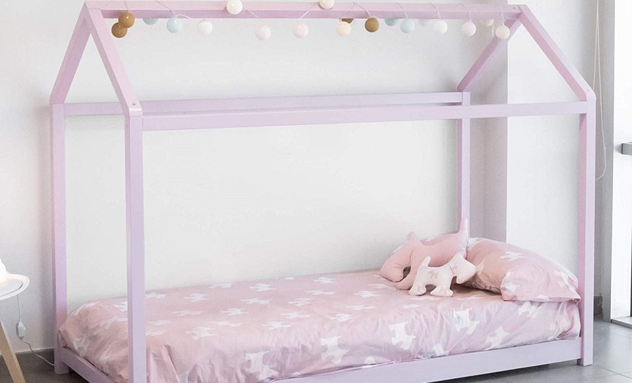 cama casa montessori de color rosa para niñas precios